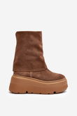 Zazoo 3410 Suede Moterų batai ant stambios platformos Camel