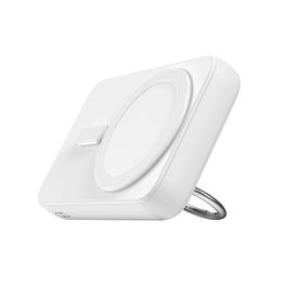 Belaidis maitinimo bankas 10000mAh JR-W050 20W MagSafe su žiedu ir stovu - baltas