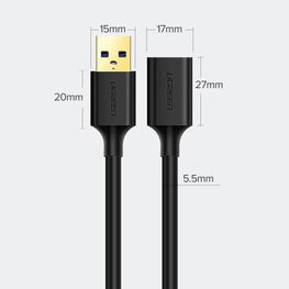 kabelio ilgintuvas USB 3.0 (moteriškas) - USB 3.0 (vyriškas) 3 m juodas (US129 30127)