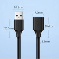 kabelio ilgintuvas USB 3.0 (moteriškas) - USB 3.0 (vyriškas) 3 m juodas (US129 30127)