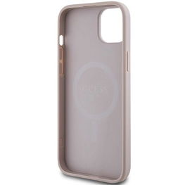 Guess 4G Collection odinis metalinis dėklas su logotipu MagSafe iPhone 14/15/13 - rožinis