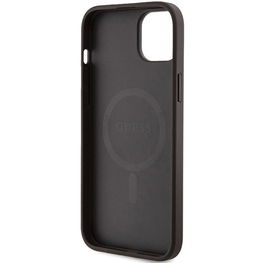 Guess 4G Collection odinis metalinis dėklas su logotipu MagSafe , skirtas iPhone 14/15/13 - rudas
