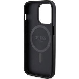 Guess 4G Collection odinis metalinis MagSafe dėklas iPhone 14 Pro Max - juodas