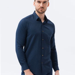 Men's shirt with long sleeves - navy K616