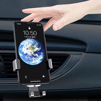 Gravitacinis automobilio išmaniojo telefono laikiklis, juodos spalvos, tvirtinamas prie oro ventiliacijos grotelių
