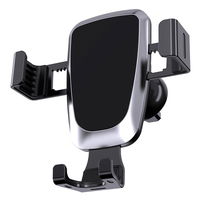 Gravitacinis automobilio išmaniojo telefono laikiklis, juodos spalvos, tvirtinamas prie oro ventiliacijos grotelių