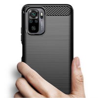 Carbon Case Flexible Cover TPU Case for Xiaomi Redmi Note 10 5G black