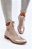 Moteriški batai su plokščiu kulnu ir užtrauktuku Smėlio spalvos Loratie