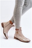 Moteriški batai su plokščiu kulnu ir užtrauktuku Smėlio spalvos Loratie