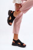 Moterų sportiniai sandalai ant storo vienintelio juodos spalvos Deinaleia
