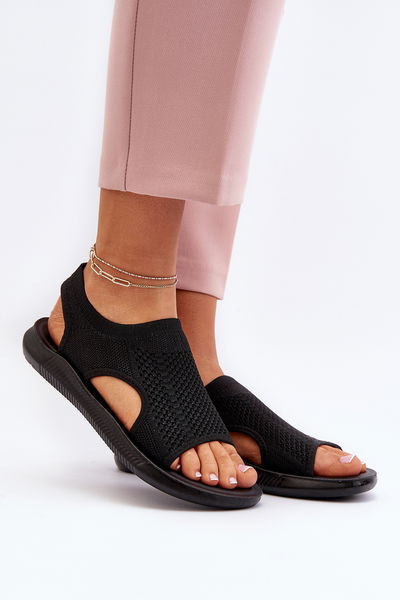 Moterų Zipper Flat Flip Flops Black Rise Up!