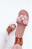 Moteriški sandalai su dekoru ant žemos platformos rožinės spalvos Cedrella
