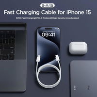USB C 60W kabelis 1 m - baltas