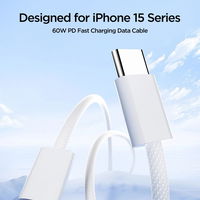 USB C 60W kabelis 1 m - baltas