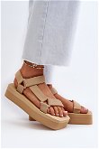 Moteriški smėlio spalvos platforminiai sandalai Edireda