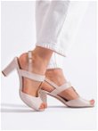 Smėlio spalvos moteriški smailianosiai sandalai