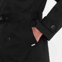 Elegantiškas SLIM FIT vyriškas paltas su diržu juodas