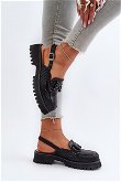 Moteriški plokščiapadžiai sandalai su papuošimais Juodos spalvos D&A MR38-656