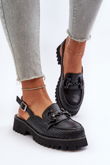 Moteriški plokščiapadžiai sandalai su papuošimais Juodos spalvos D&A MR38-656