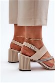 Elegantiški moteriški sandalai su smėlio spalvos smailianosiu kulnu D&A MR38-549