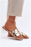 Moteriški plokšti sandalai su aukso spalvos dekoru Kavinia