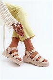 Moteriški sandalai su stambia pakulne Smėlio spalvos Nicarda