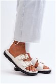 Moteriški ekologiškos odos sandalai su sagtimis White Valmira
