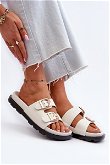 Moteriški ekologiškos odos sandalai su sagtimis White Valmira