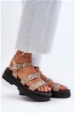 Moteriški puošnūs sandalai Eco oda Gold-Smėlio spalvos Arcida