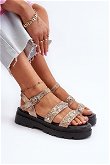 Moteriški puošnūs sandalai Eco oda Gold-Smėlio spalvos Arcida