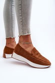 mokasinai su platforma iš Eco Suede Camel Inesqua