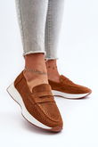 mokasinai su platforma iš Eco Suede Camel Inesqua