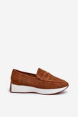 mokasinai su platforma iš Eco Suede Camel Inesqua