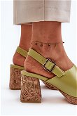 Moteriški ekologiškos odos sandalai su kulnu Sergio Leone SK572 Pistachio