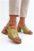 Moteriški ekologiškos odos sandalai su kulnu Sergio Leone SK572 Pistachio