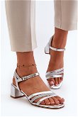 Moteriški žemakulniai sintetinės odos sandalai Sergio Leone SK046 Silver