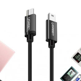 USB-C (vyriškas) / mini USB (vyriškas) kabelis 1 m - juodas