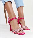 Tamsiai rožinės spalvos blizgantys Ankica smailianosiai sandalai
