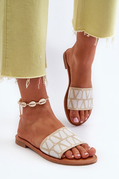 Womens Flat Heel Sandals in Smėlio spalvos Traivea