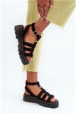 Moteriški juodi gladiatorių sandalai iš dirbtinės zomšos Dorameia
