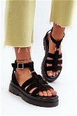 Moteriški juodi gladiatorių sandalai iš dirbtinės zomšos Dorameia