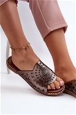 Blizgūs moteriški plokšti sandalai su vario puošyba Ebirena
