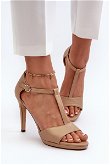 Moteriški aukštakulniai sandalai Smėlio spalvos Eco Leather Obdaria