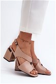 Elegantiški aukštakulniai sandalai iš eko odos Smėlio spalvos Asellesa