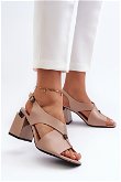 Elegantiški aukštakulniai sandalai iš eko odos Smėlio spalvos Asellesa