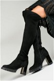 Moteriški juodi zomšiniai batai su aukštakulniais