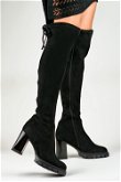 Moteriški juodi zomšiniai batai su aukštakulniais