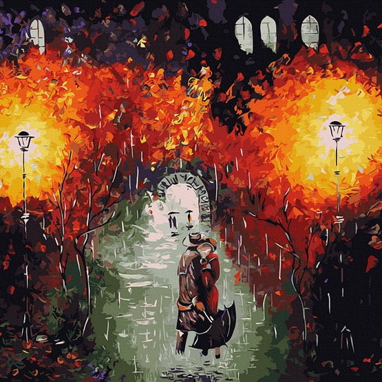 Tapyba pagal skaičius Pasimatymas per lietų 40x50 cm