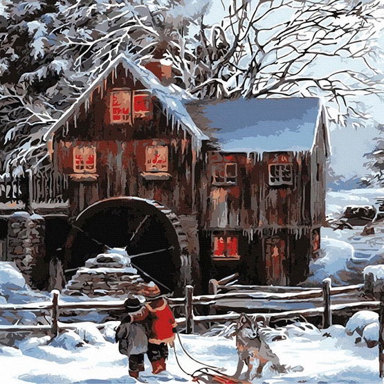 Tapyba pagal skaičius Jaukus namas 40x50 cm