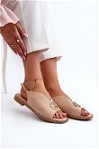 S.Barski moteriškos sandaletės su auksuota puošyba ekosuetas KV27-059 Smėlio spalvos